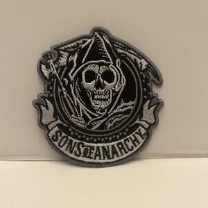 Sons of Anarchy Patch Embroidered Iron‎ On Applique Grim Reaper Biker Motorcycle